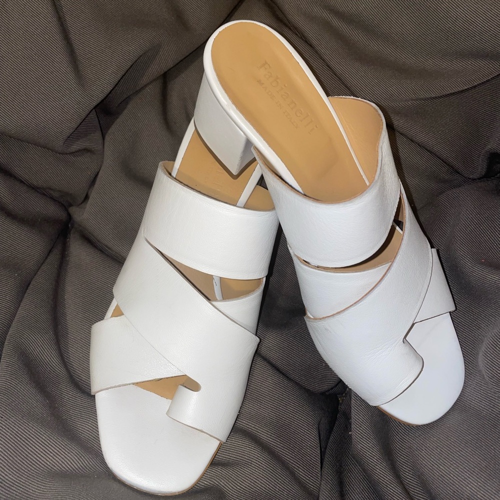 Elegant White Leather Mules by Franco Sarto